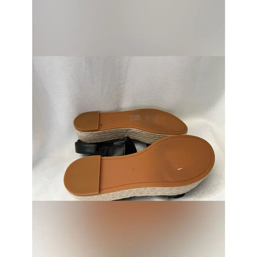 Tory Burch Black Woven Platform Espadrille Sandal in size 9
